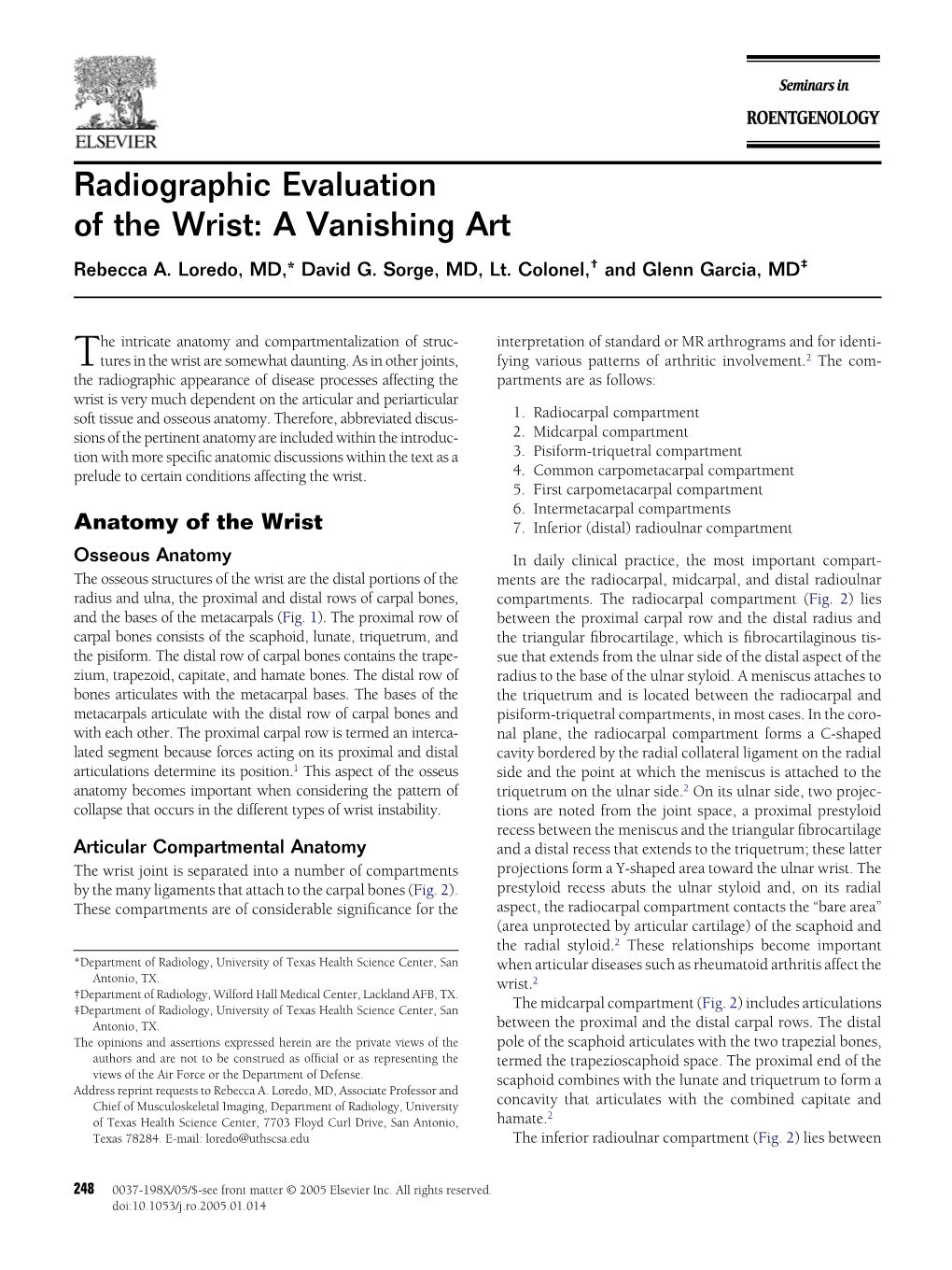 Radiographic Evaluation of the Wrist: a Vanishing Art Rebecca A