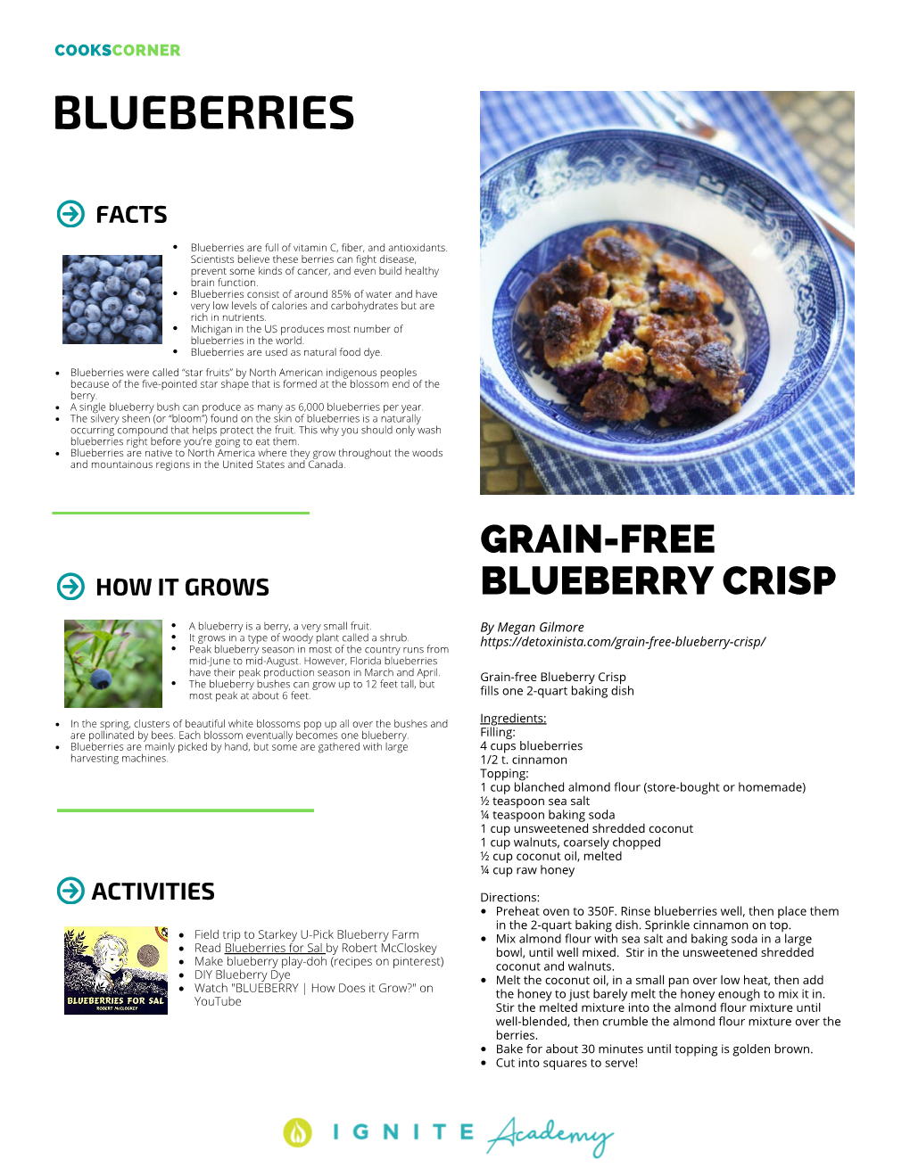 Blueberry Information and Recipe