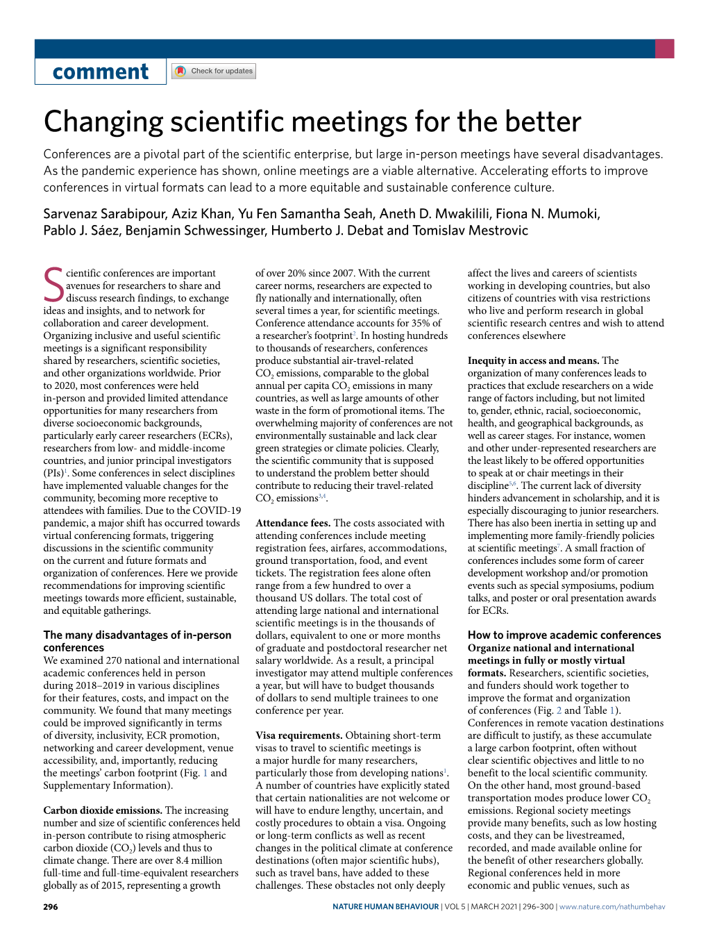 Changing Scientific Meetings for the Better