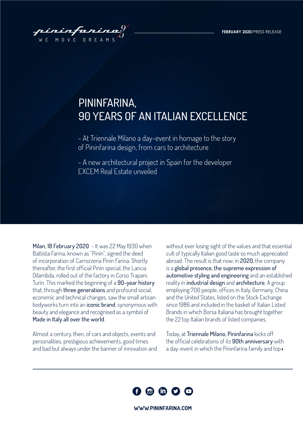 Pininfarina, 90 Years of an Italian Excellence