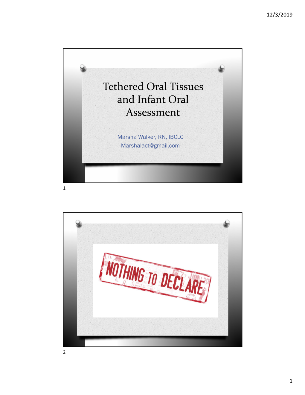 Tethered Oral Tissues and Infant Oral Assessment