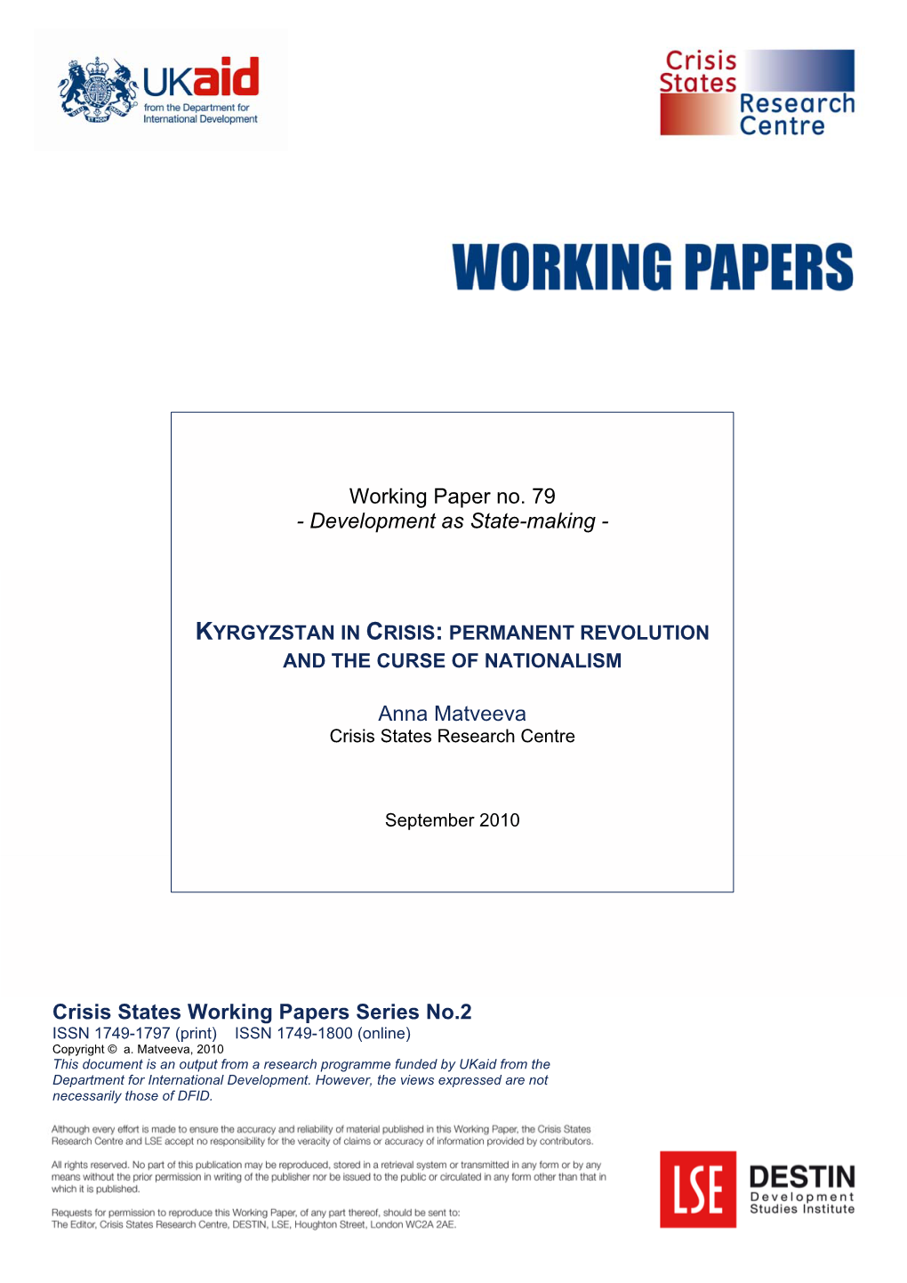 Kyrgyzstan in Crisis: Permanent Revolution and the Curse of Nationalism