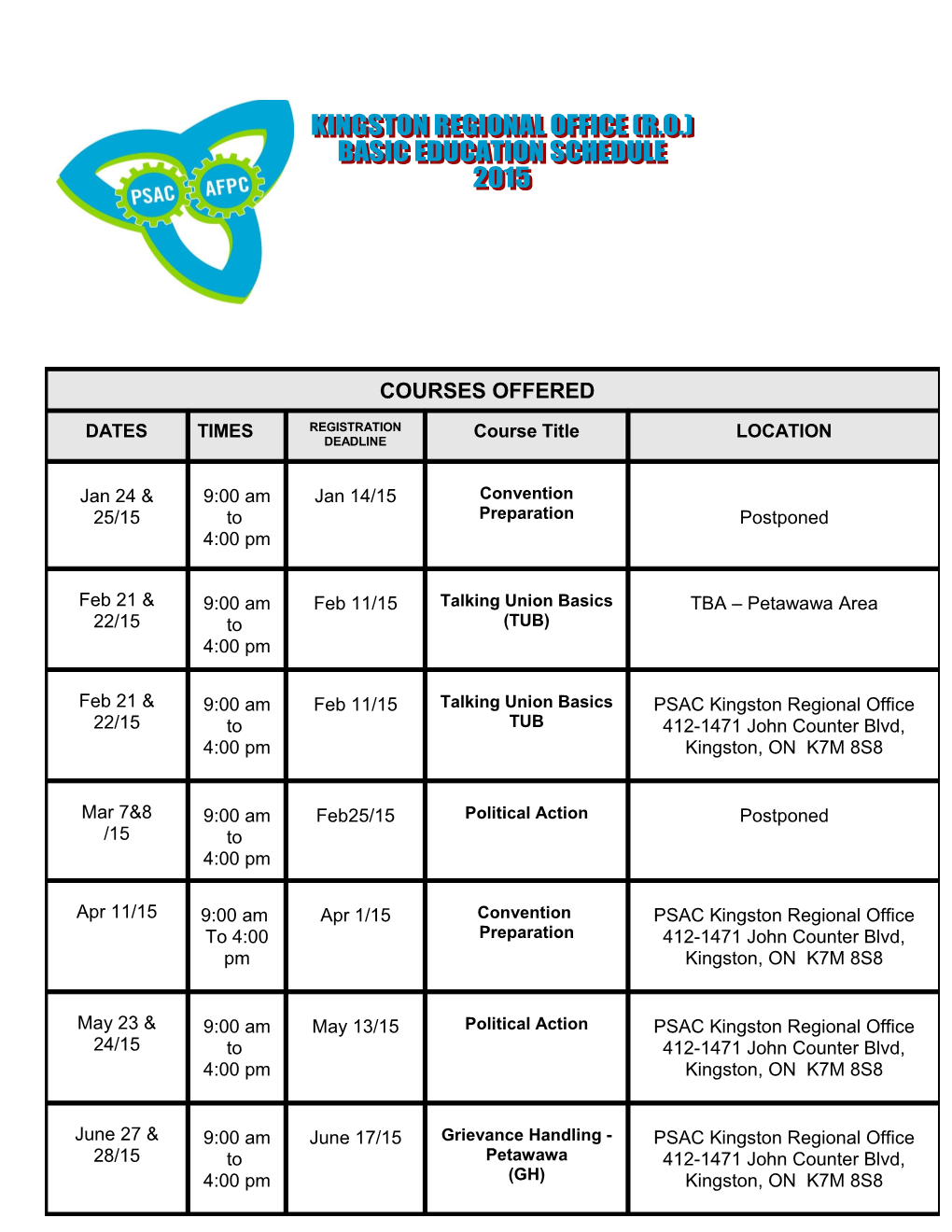 Advanced Courses And/Corresidence