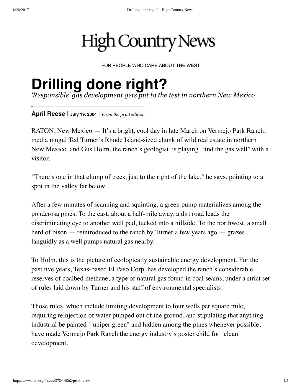 Drilling Done Right? - High Country News