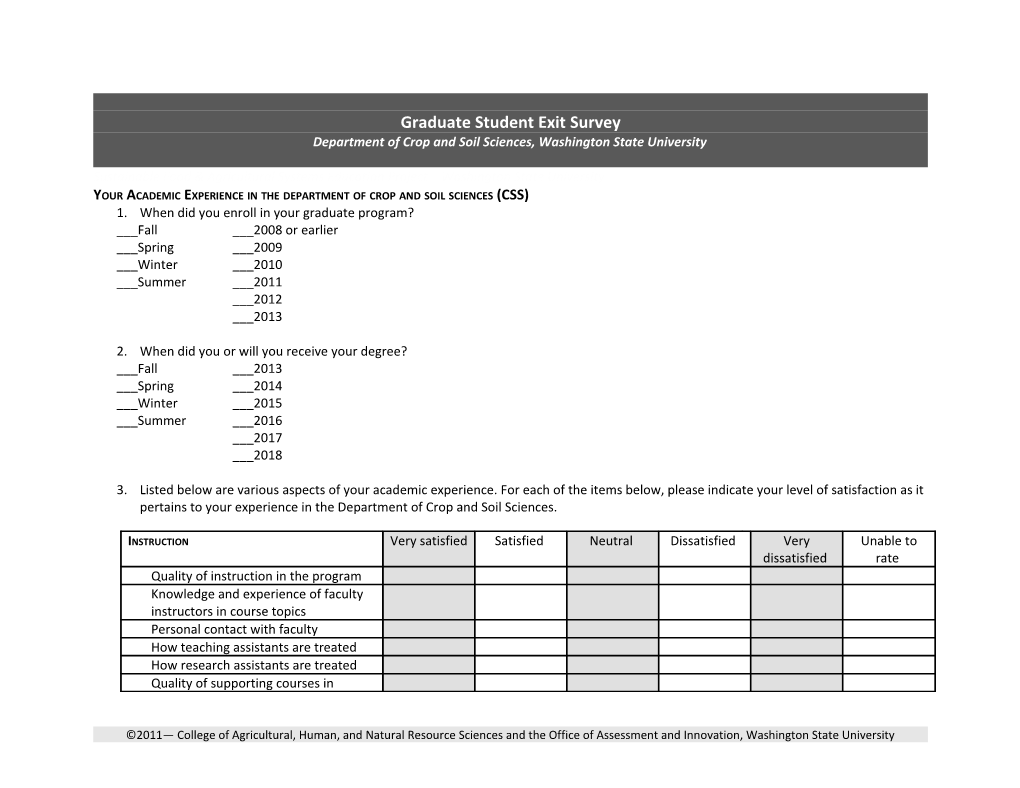 CSS Grad Student Exit Survey