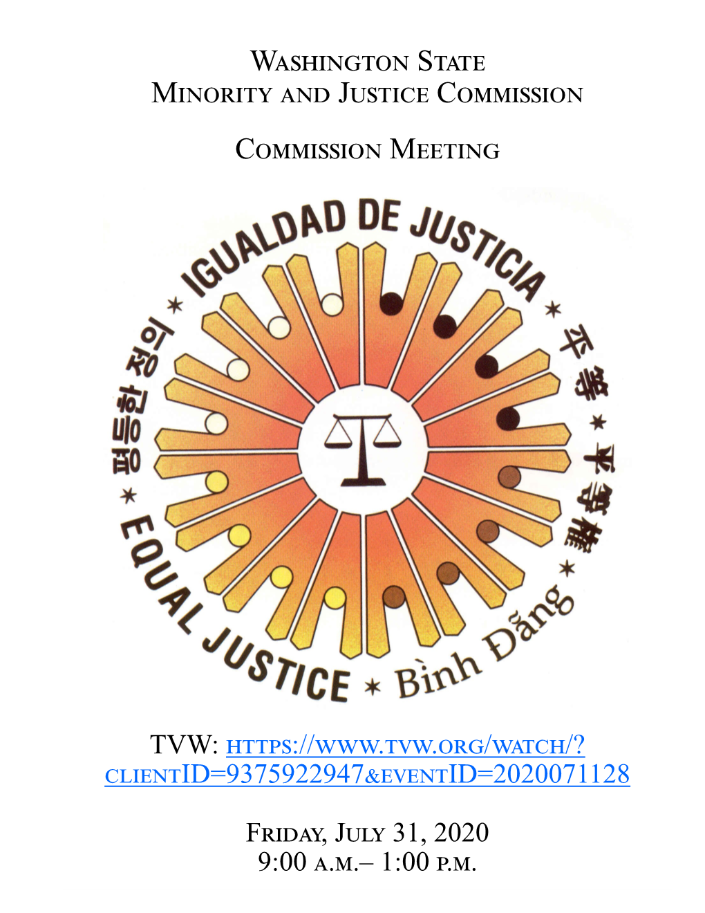 Washington State Minority and Justice Commission Commission Meeting