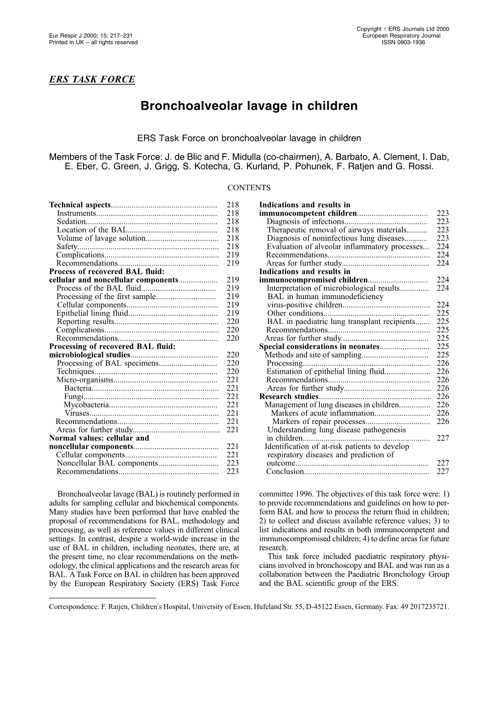 Bronchoalveolar Lavage in Children