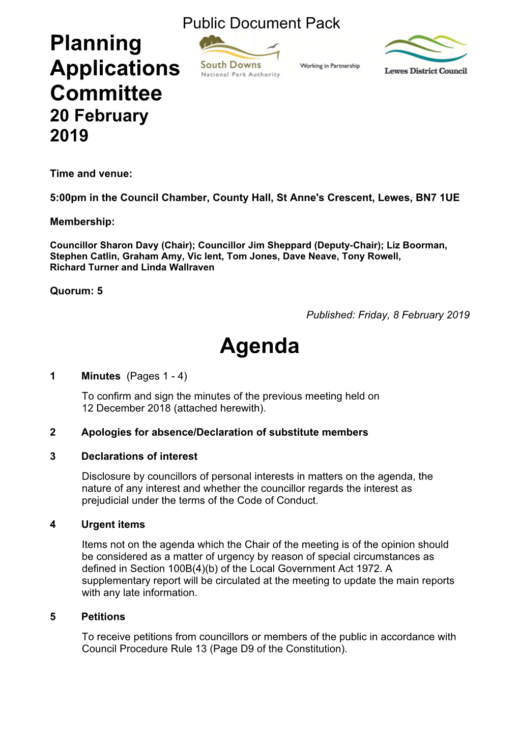 (Public Pack)Agenda Document for Lewes District Council Planning