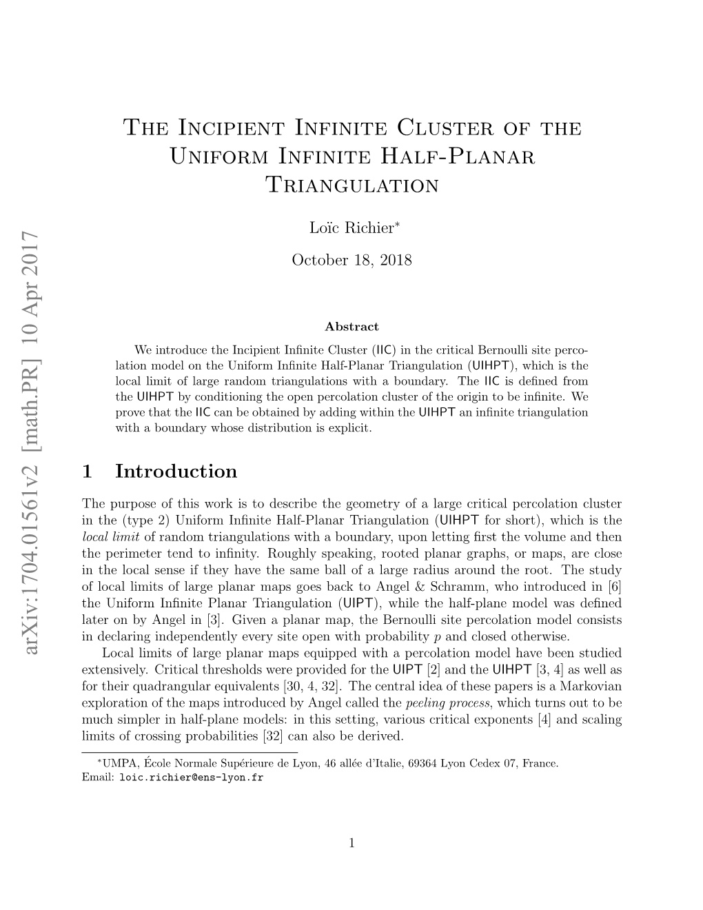 The Incipient Infinite Cluster of the Uniform Infinite Half-Planar Triangulation