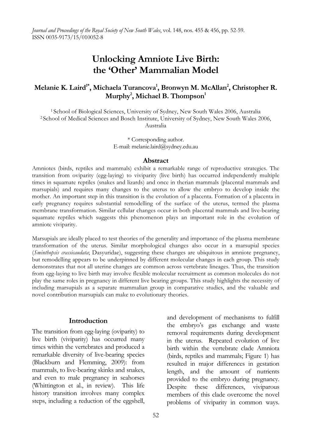 Unlocking Amniote Live Birth: the 'Other' Mammalian Model