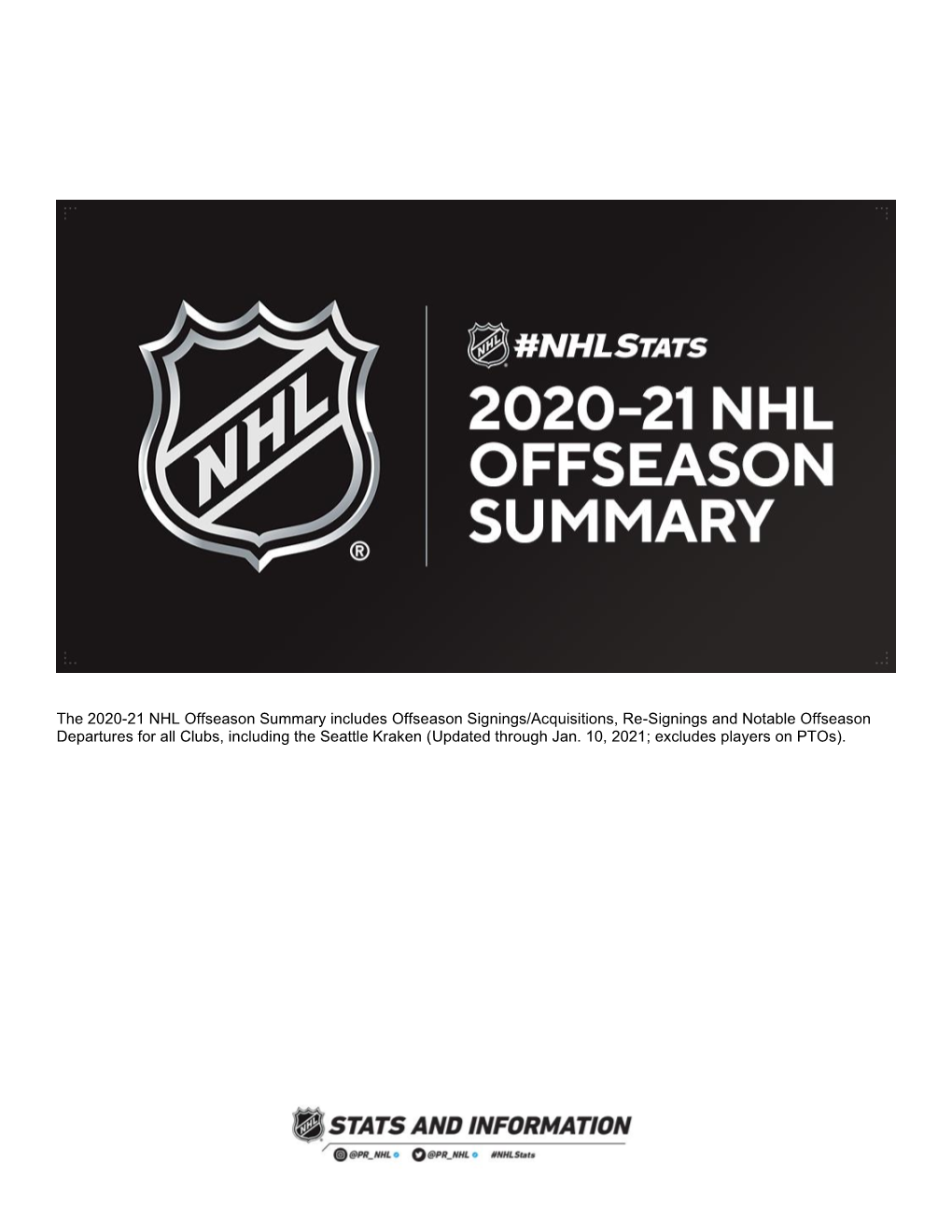 Nhlstats Offseason Summary