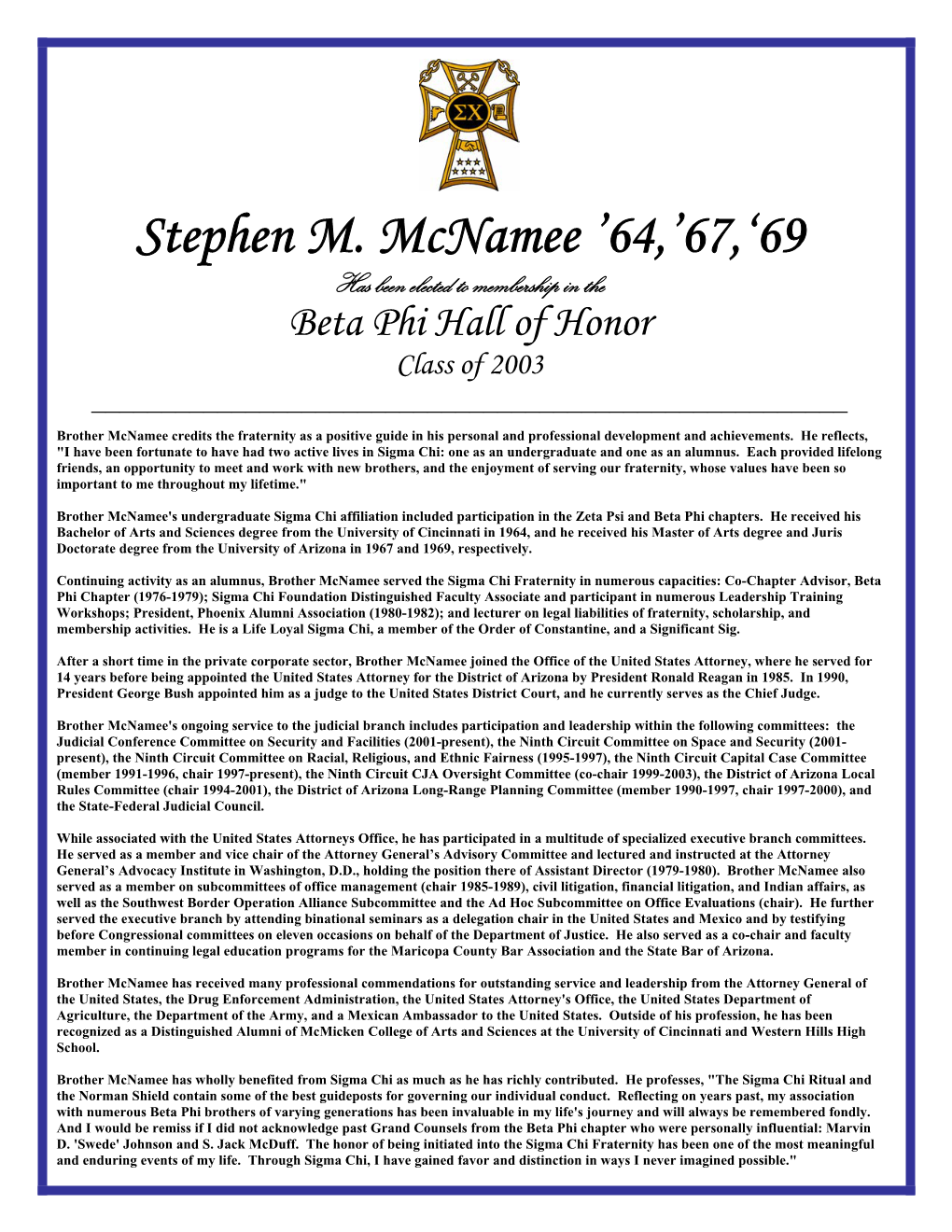 Stephen M. Mcnamee '64,'67,'69