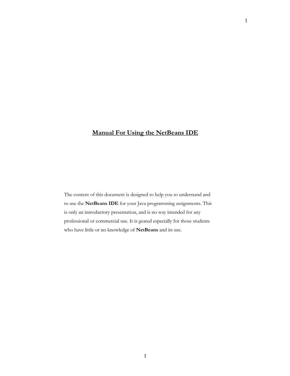 Manual for Using the Netbeans IDE