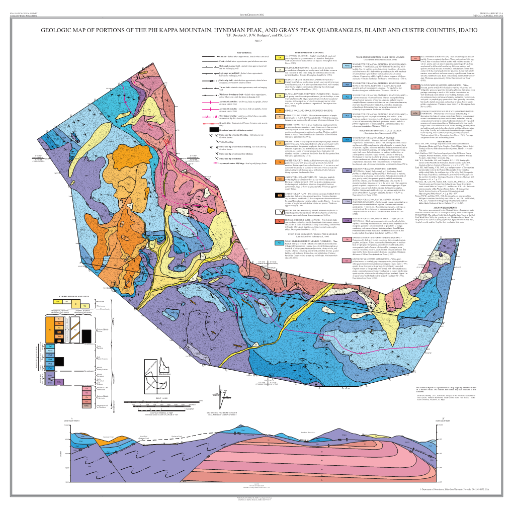 Geologic Map of Portions of the Phi Kappa Mountain, Hyndman Peak, and Grays Peak Quadrangles, Blaine and Custer Counties, Idaho T.F
