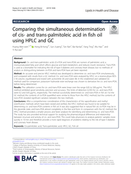 And Trans-Palmitoleic Acid in Fish Oil Using HPLC and GC