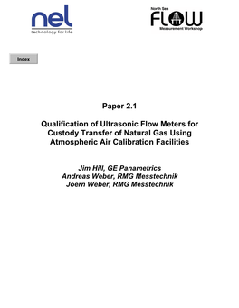 2002 05 Qualification of Ultrasonic Flow Meters for Custody Transfer of Natural Gas Hill GE Panametrics
