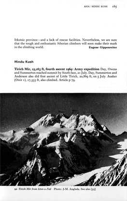165 Hindu Kush Tirich Mir, 25263 Ft, Fourth Ascent 1969