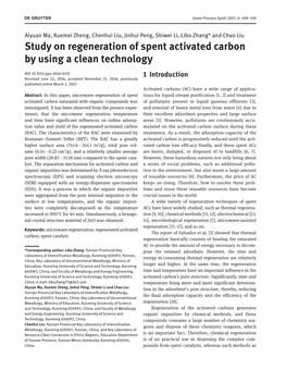 Study on Regeneration of Spent Activated Carbon by Using a Clean