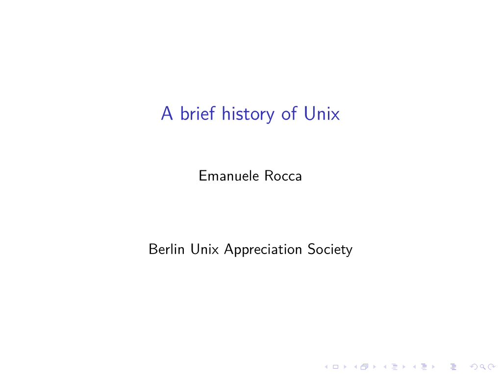 A Brief History of Unix