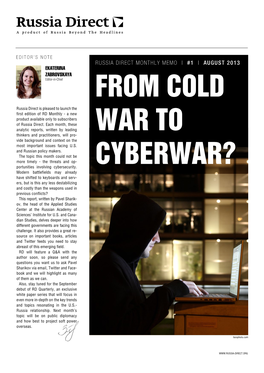 FROM COLD WAR to CYBERWAR? | #1 | August 2013