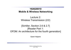 192620010 Mobile & Wireless Networking Lecture 2: Wireless