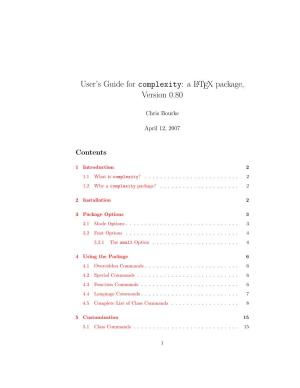 User's Guide for Complexity: a LATEX Package, Version 0.80