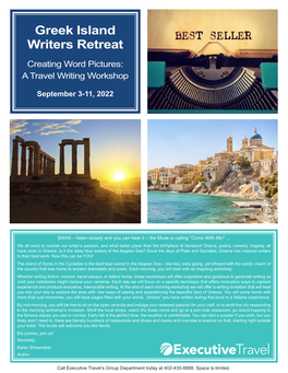Greek Island Writers Retreat Creating Word Pictures: a Travel Writing Workshop