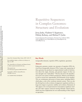 Repetitive Sequences in Complex Genomes: Structure and Evolution