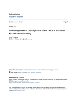 Simulating America: Ludocapitalism of the 1990S in Wall Street Kid and Animal Crossing