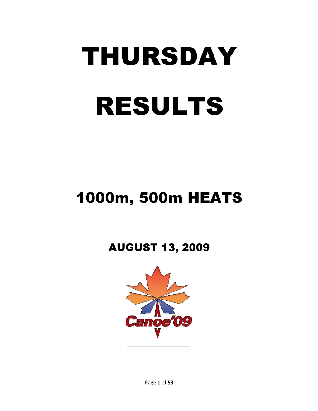 Thursday Results