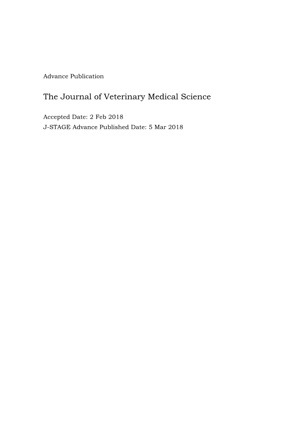 The Journal of Veterinary Medical Science