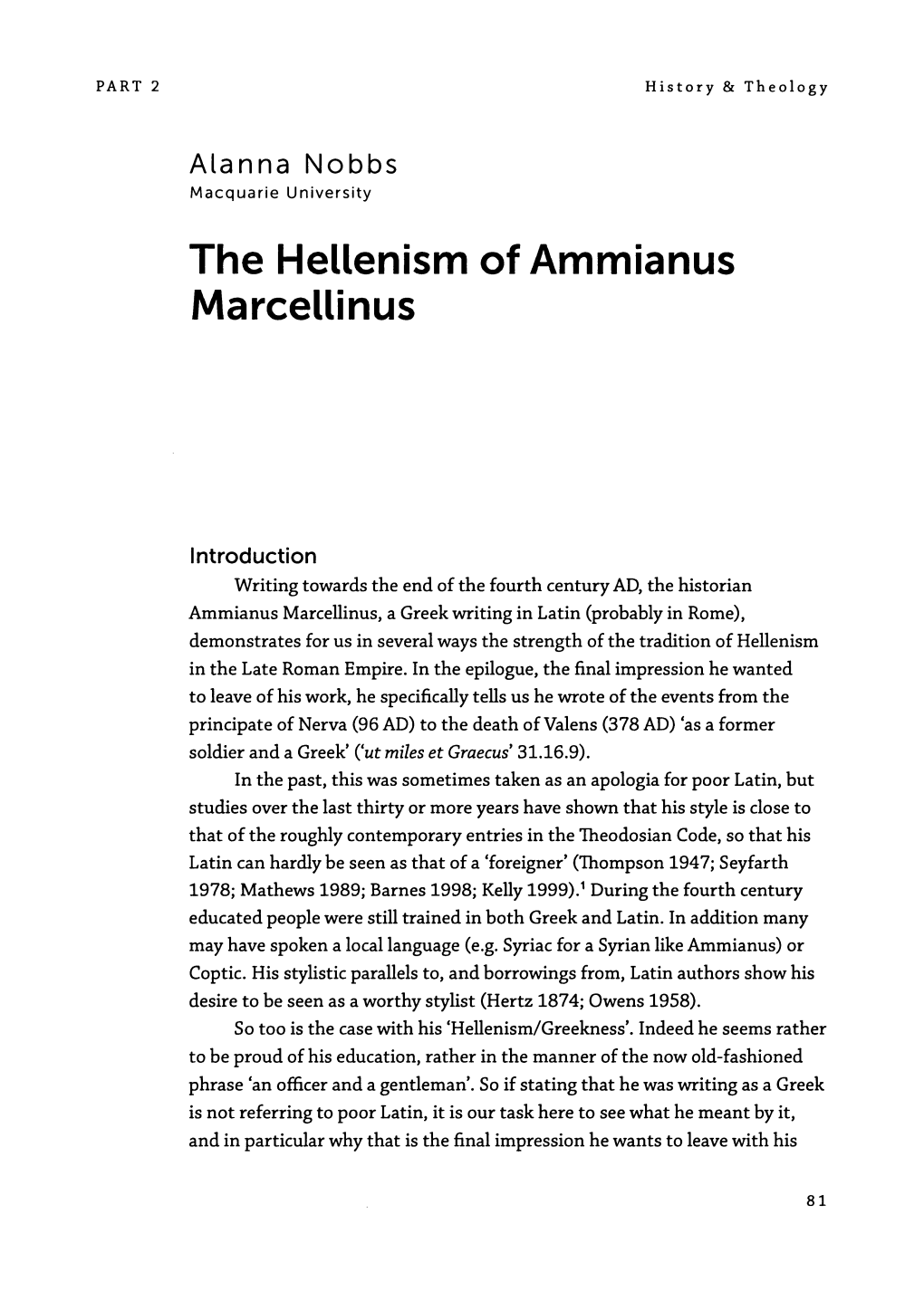 The Hellenism of Ammianus Marcellinus