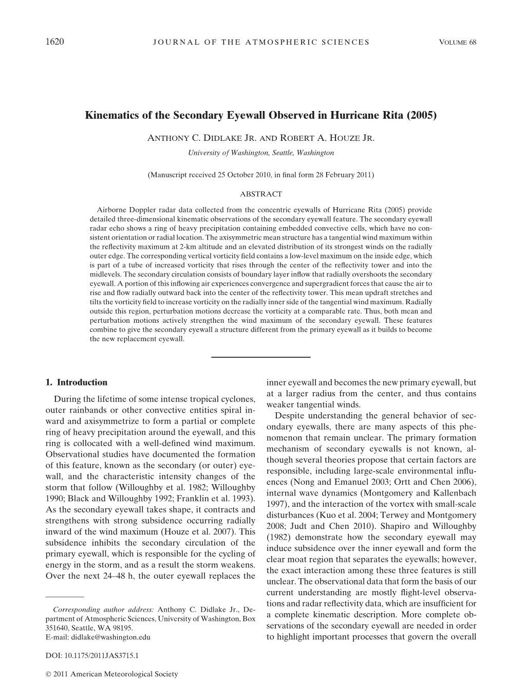 Kinematics of the Secondary Eyewall Observed in Hurricane Rita (2005)