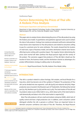 Factors Determining the Prices of Thai Silk