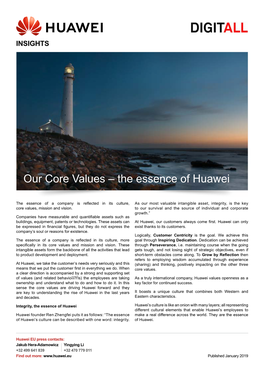 Our Core Values – the Essence of Huawei