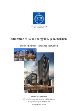 Utilization of Solar Energy in Liljeholmskajen