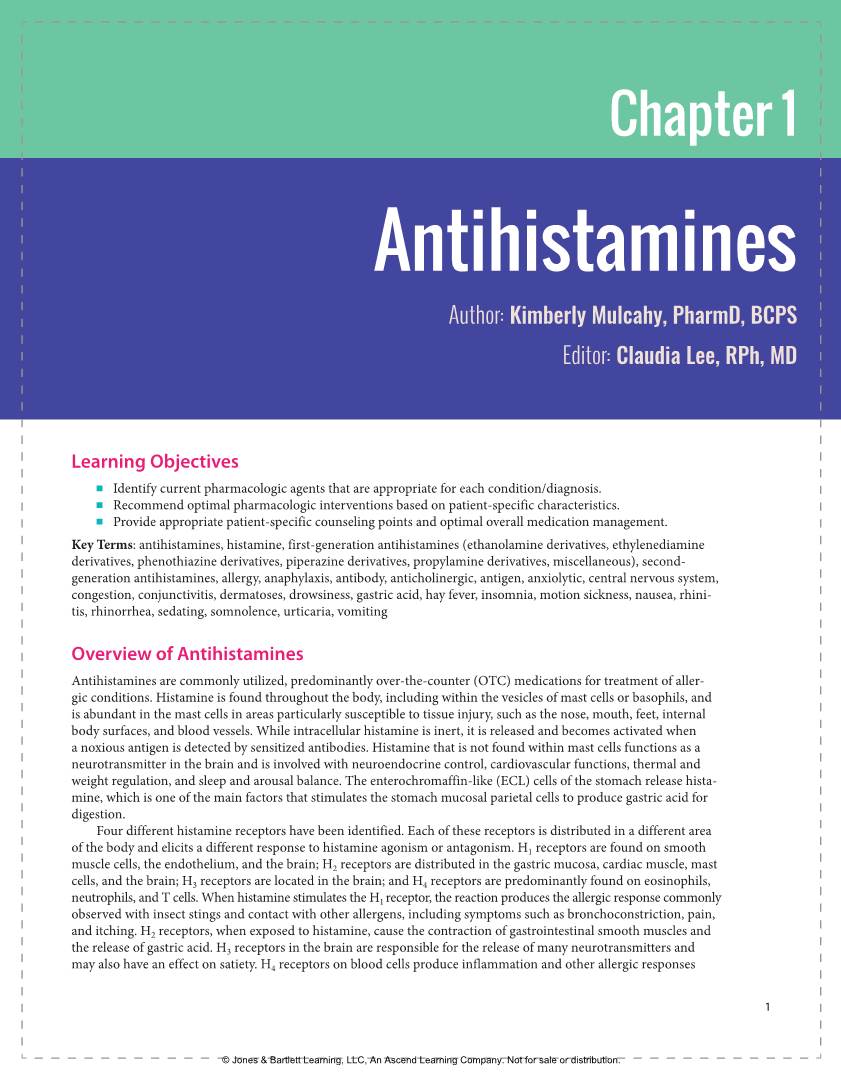 Antihistamines Author: Kimberly Mulcahy, Pharmd, BCPS Editor: Claudia Lee, Rph, MD