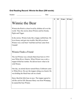 Winnie the Bear (299 Words)