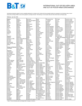 International Out-Of-Delivery-Area and Out-Of-Pickup-Area Surcharges