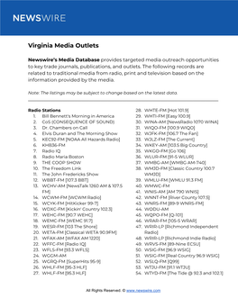 Virginia Media Outlets