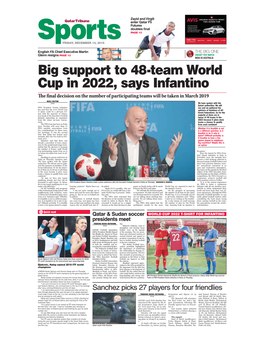 Big Support to 48-Team World Cup in 2022, Says Infantino