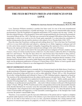 The Feud Between Freud and Ferenczi Over Love