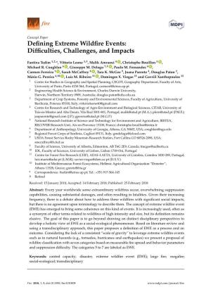 Defining Extreme Wildfire Events: Difficulties, Challenges, and Impacts