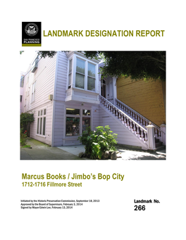 LANDMARK DESIGNATION REPORT Marcus Books / Jimbo's Bop City