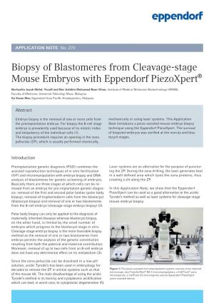 Biopsy of Blastomeres from Cleavage-Stage Mouse Embryos with Eppendorf Piezoxpert®