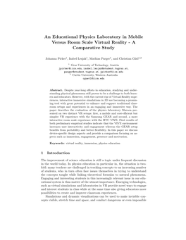An Educational Physics Laboratory in Mobile Versus Room Scale Virtual Reality - a Comparative Study