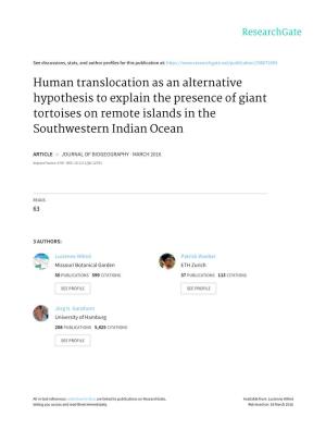 Human Translocation As an Alternative Hypothesis to Explain the Presence of Giant Tortoises on Remote Islands in the Southwestern Indian Ocean