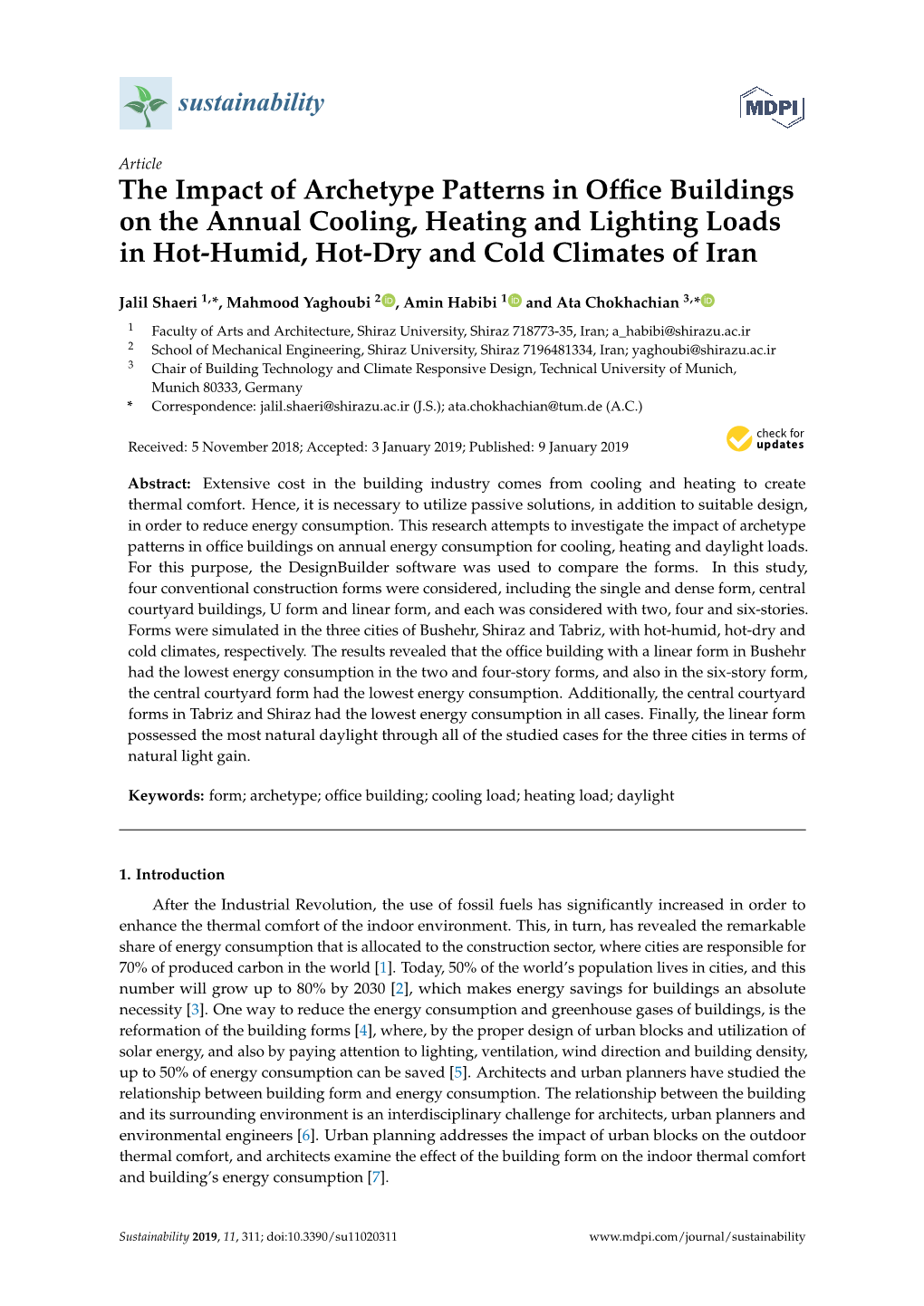 The Impact of Archetype Patterns in Office Buildings on the Annual