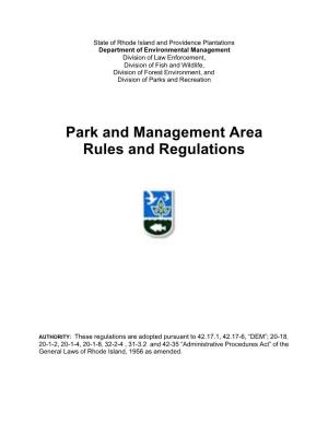 Parks and Management Area Rules and Regulations (#1753) Shall Be Superseded
