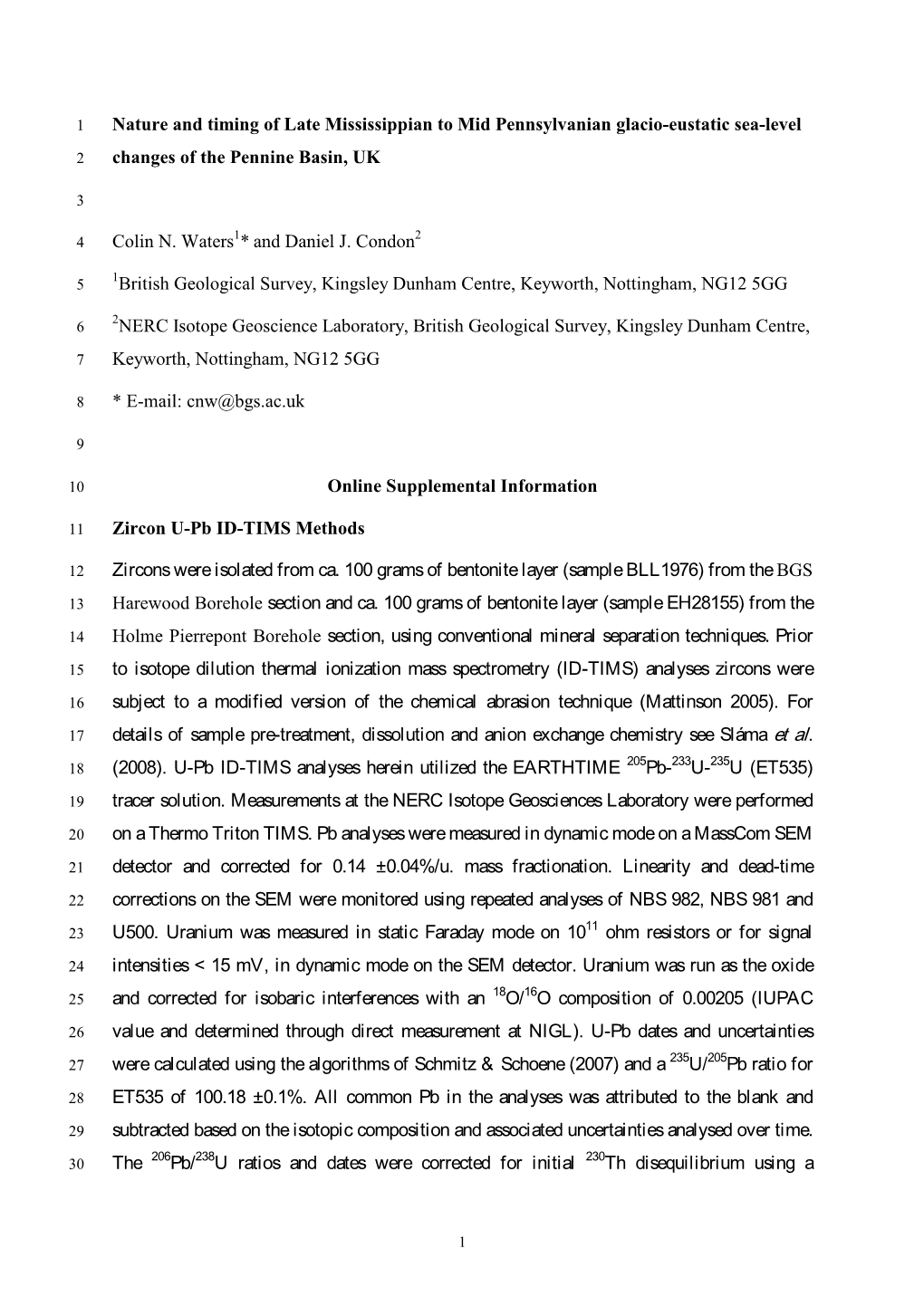 High Precision Dating of Carboniferous Acid